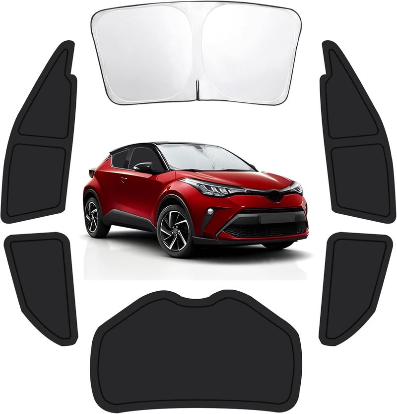 FSHAANY'S 6PCS Car Window Shades for Toyota C-HR 2018-2023, Window Covers for CHR Windshield Side Rear Windows, Full Set Privacy Protection Car Sunshade with UV Blocking for Camping Napping - Image 1